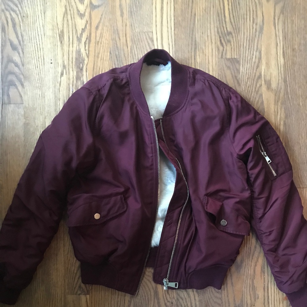 Topshop Burgundy Bomber Jacket